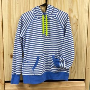Tek Gear blue/white stripe hoodie neon green drawstring